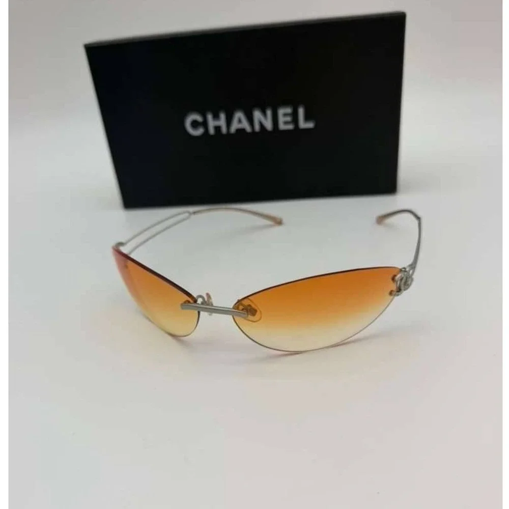 CHANEL Vintage‎ Rimless Sunglasses WS23830 Orange – 100% Authentic – Rare Y2K